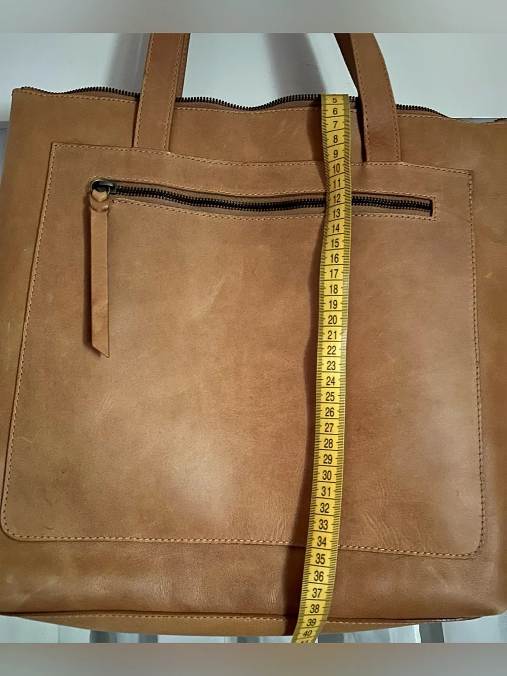 Able Elvira Large Top Zip Leather Tote